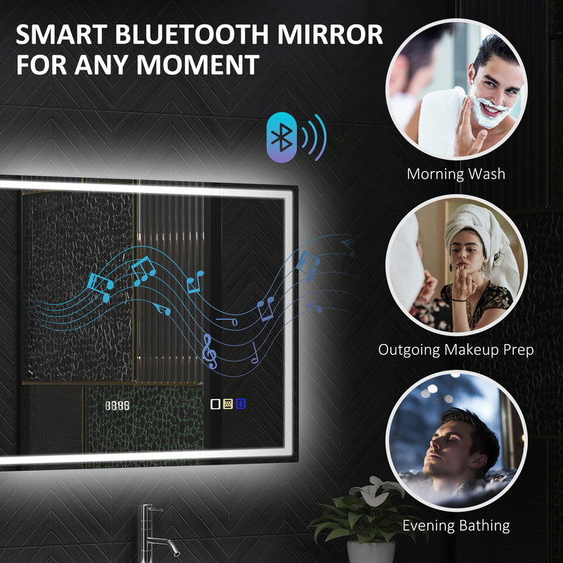80 x 60 cm LED mirror with clock – image 5