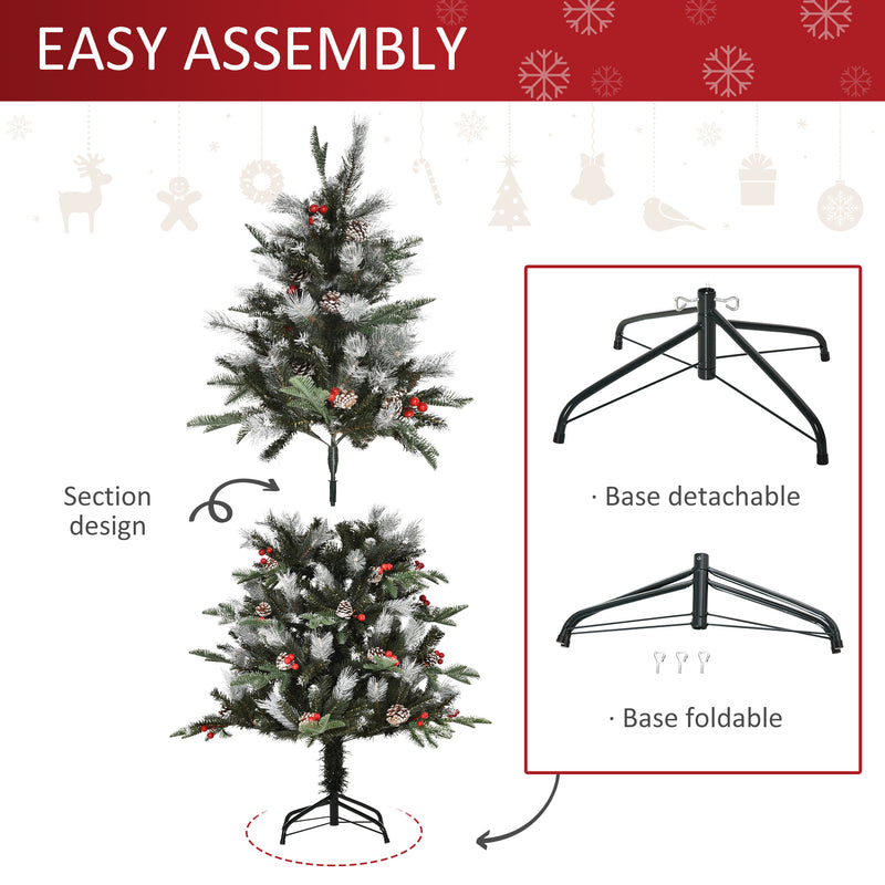 5ft snow-dipped tree with berries and pine cones – image 5