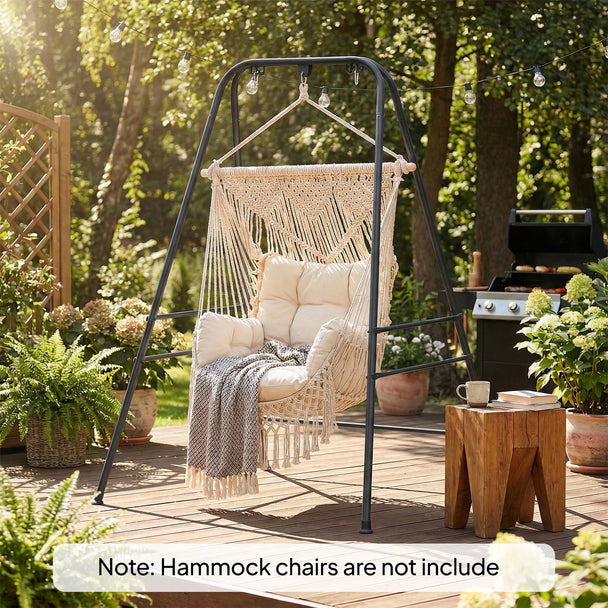 Outsunny Hammock Chair Stand Only, 150KG Load Capacity, for Indoor Outdoor, Black – view 2