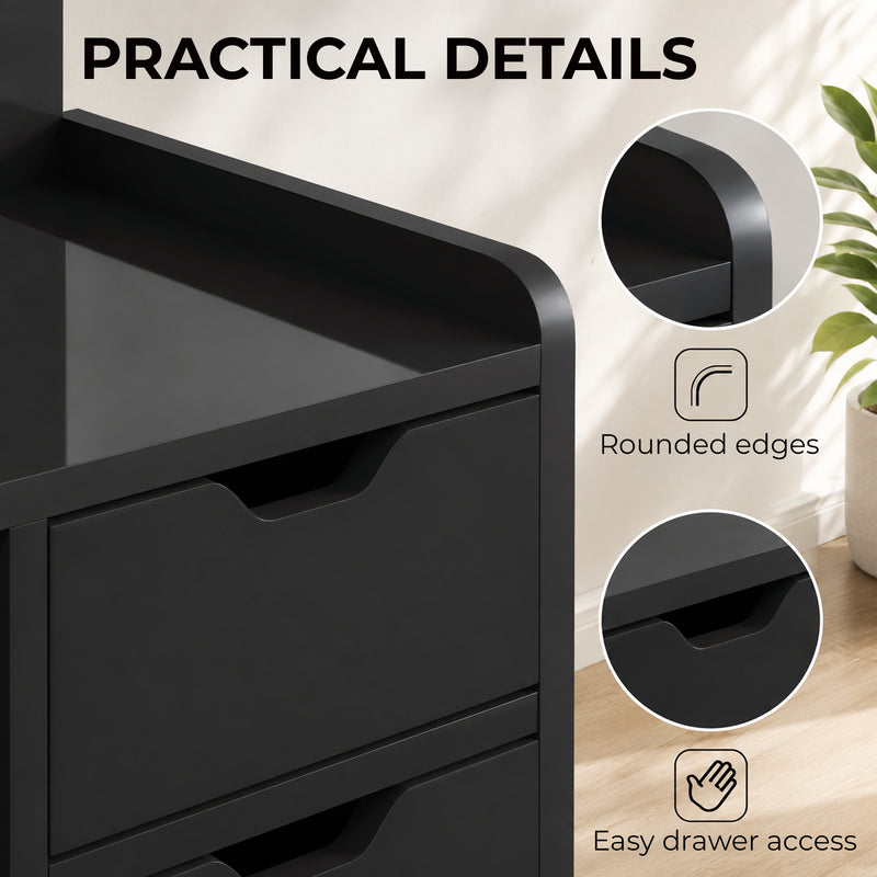 HOMCOM Bedside Table, Small Bedside Cabinet with 2 Drawers and Storage Shelves for Bedroom, Black Wood Effect – view 7