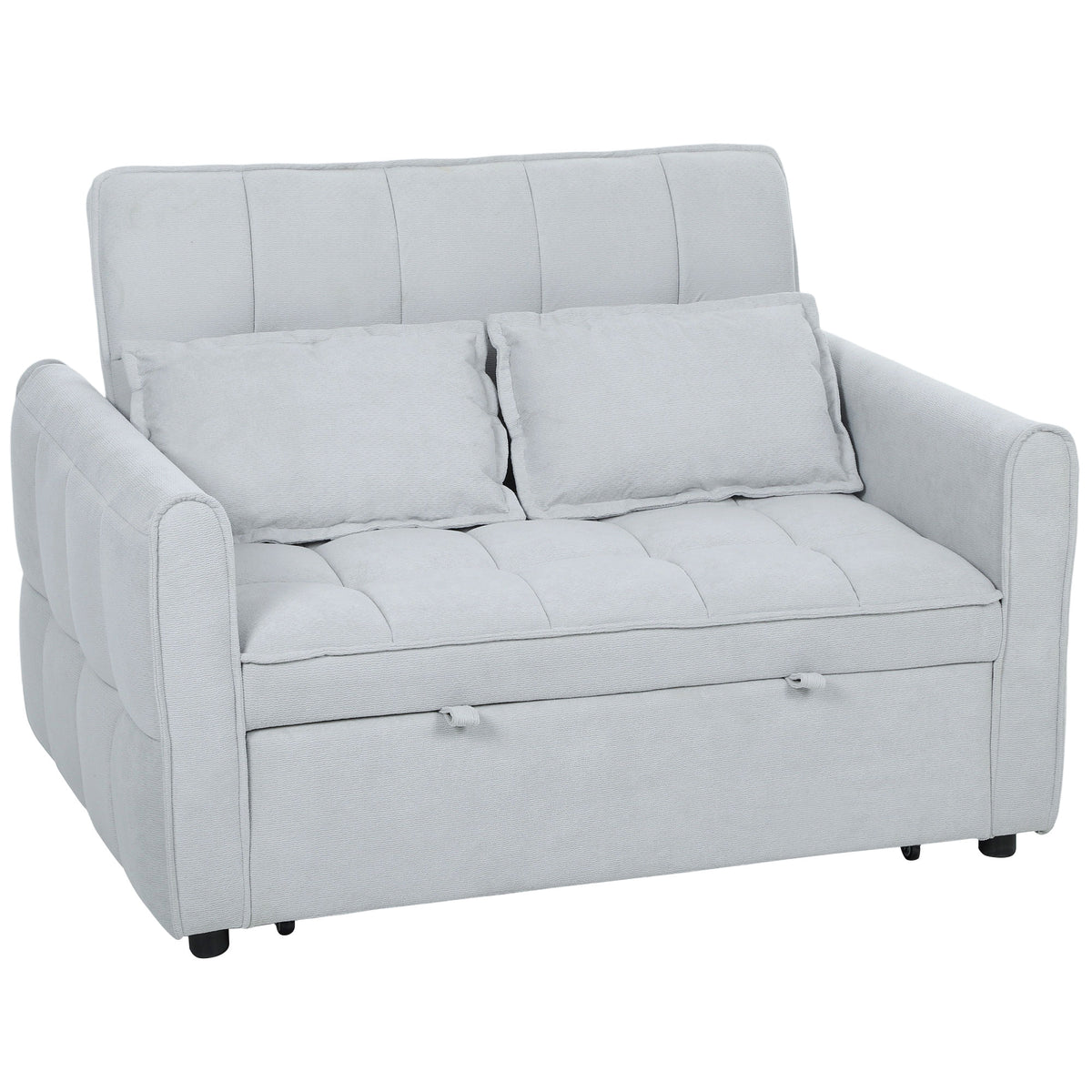 3-in-1 Corn Velvet Pull-Out Sofa Bed with 2 Pillows – Light Grey