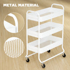 HOMCOM 3-Tier Storage Trolley on Wheels with Mesh Baskets - White