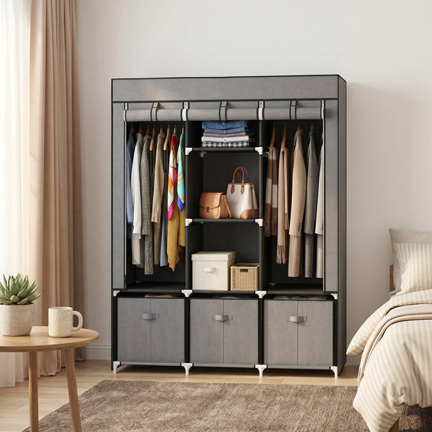 Fabric wardrobe with drawers – image 2