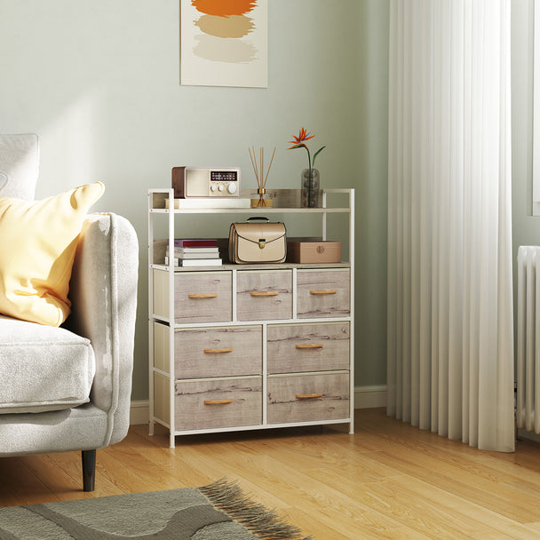 White & natural 7-drawer storage unit – image 2
