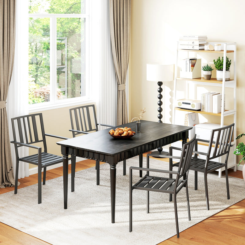 Outsunny Set of Four Minimal Metal Garden Chairs - Black – view 7