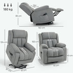 Power Lift Recliner Chair with Vibration Massage, Lift Chair for Elderly with Footrest, Remote, Side Pocket, Light Grey