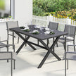 Wood-effect garden dining table with X-legs – image 2