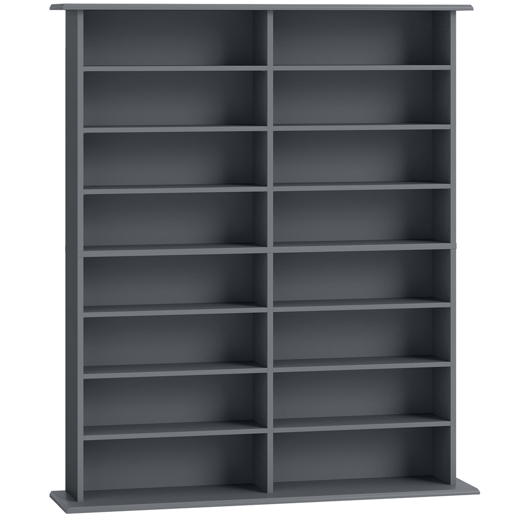 16-Compartment Media Shelf - Grey