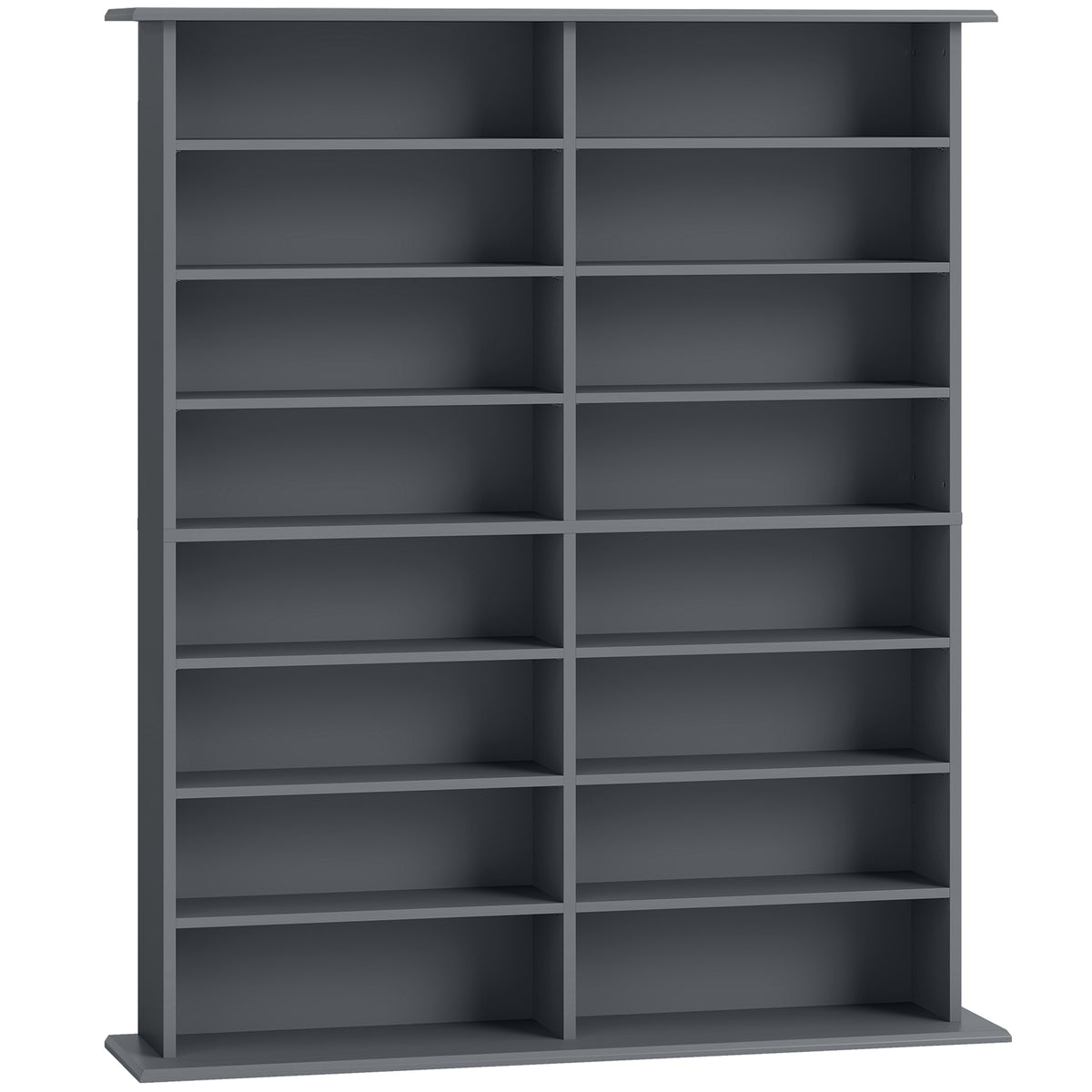 16-Compartment Media Storage Shelf – Grey