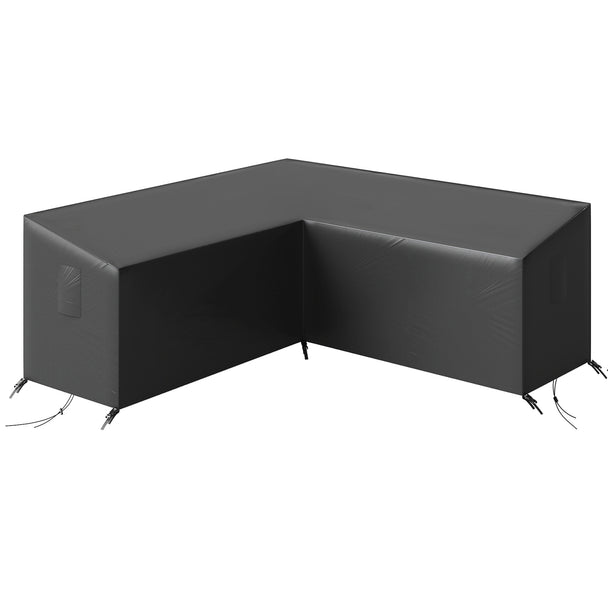 Black waterproof V-shaped corner sofa cover 216 x 216 x 78 cm with air vents