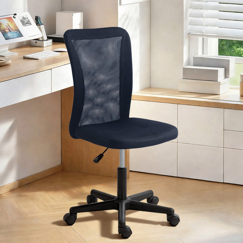 Vinsetto Computer Desk Chair, Mesh Office Chair with Adjustable Height and Swivel Wheels, Armless Study Chair, Dark Grey – view 10