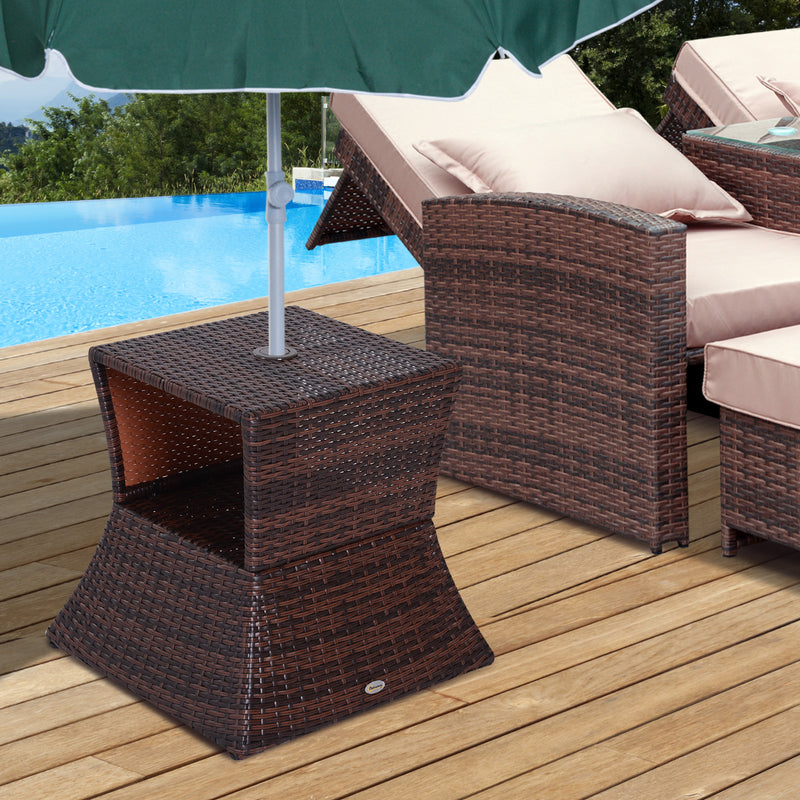 Rattan side table with parasol hole – image 10