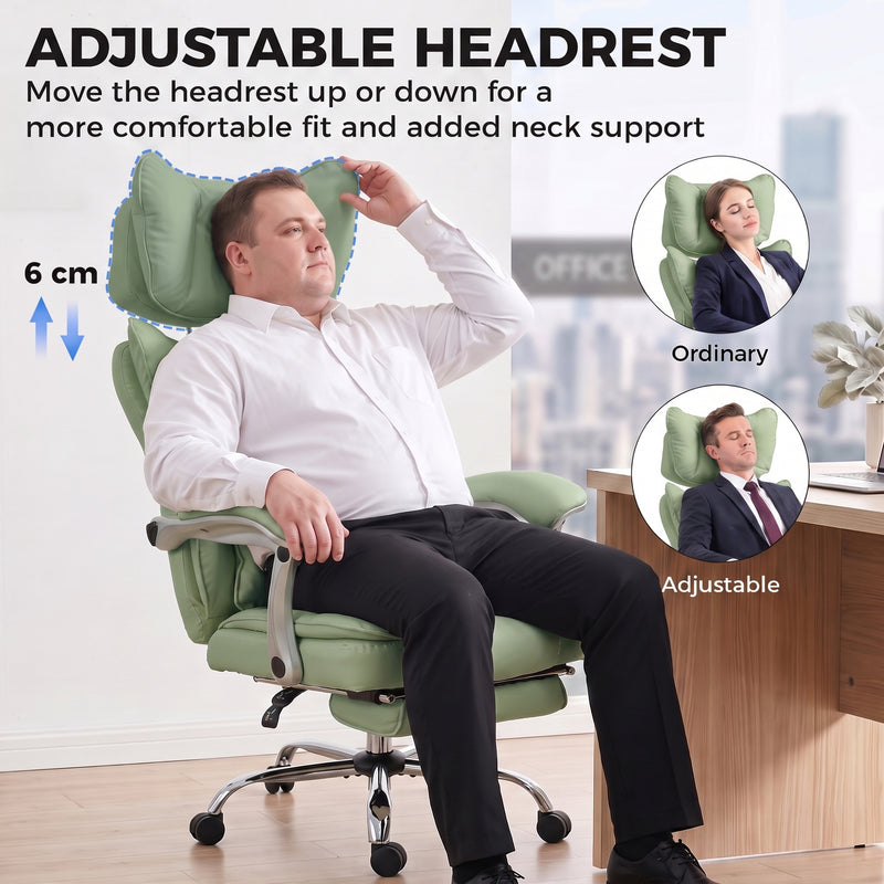 HOMCOM Executive Office Chair, PU Big and Tall Office Chair 180 kg with Wide Seat, Reclining, Lumbar Support, Light – view 5