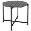 54 cm industrial garden side table with slatted wood top and dark grey metal frame