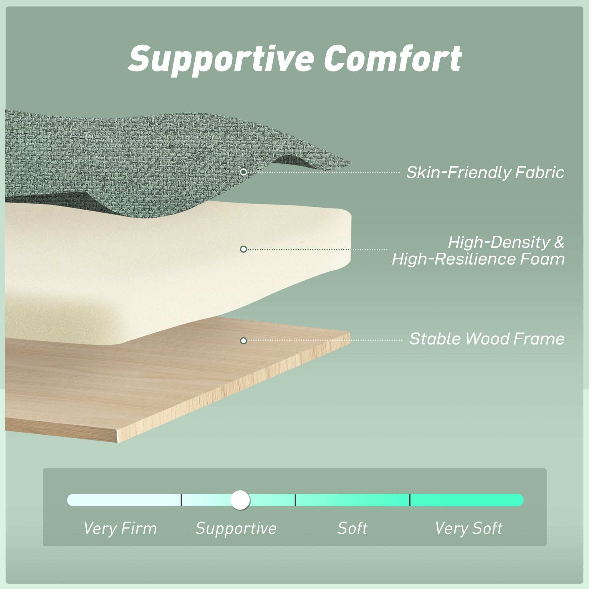 Three-Way 2 Seater Sofa Bed with Three-position back and Two Soft Pillows - Green