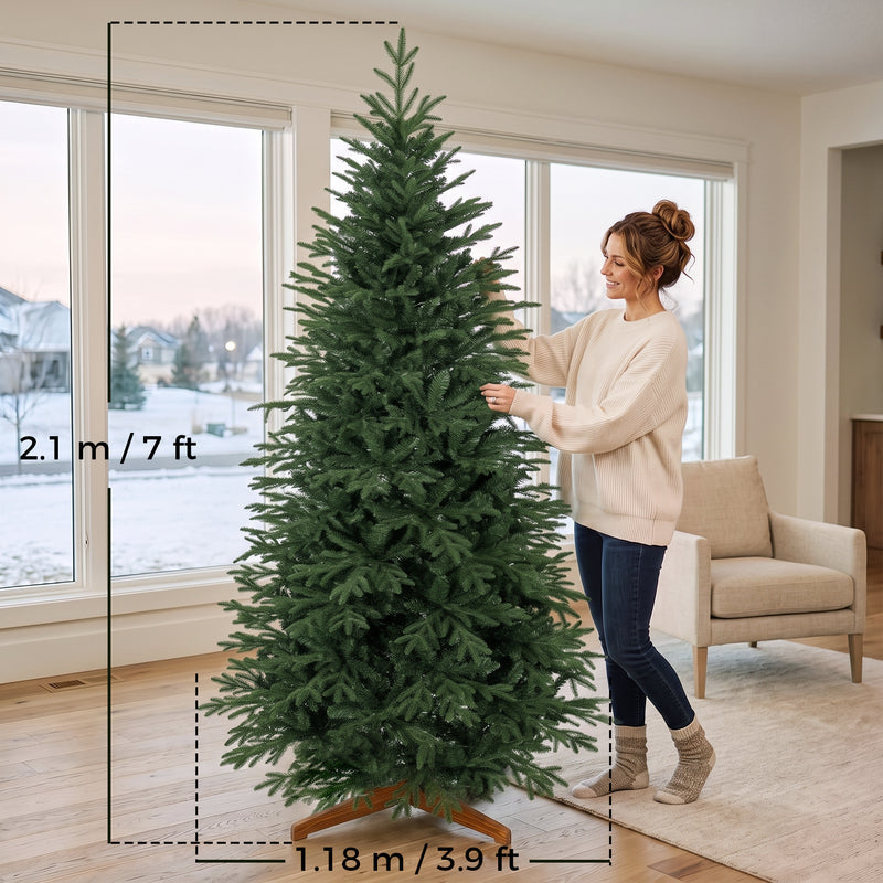 7ft Christmas tree with pine wood stand – image 3