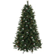 6ft green fir Christmas tree decorated with white berries and red berry ornaments