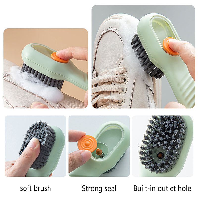 Automatic Liquid Dispensing Shoe Brush — Soft Bristles, Multi-Surface Cleaning
