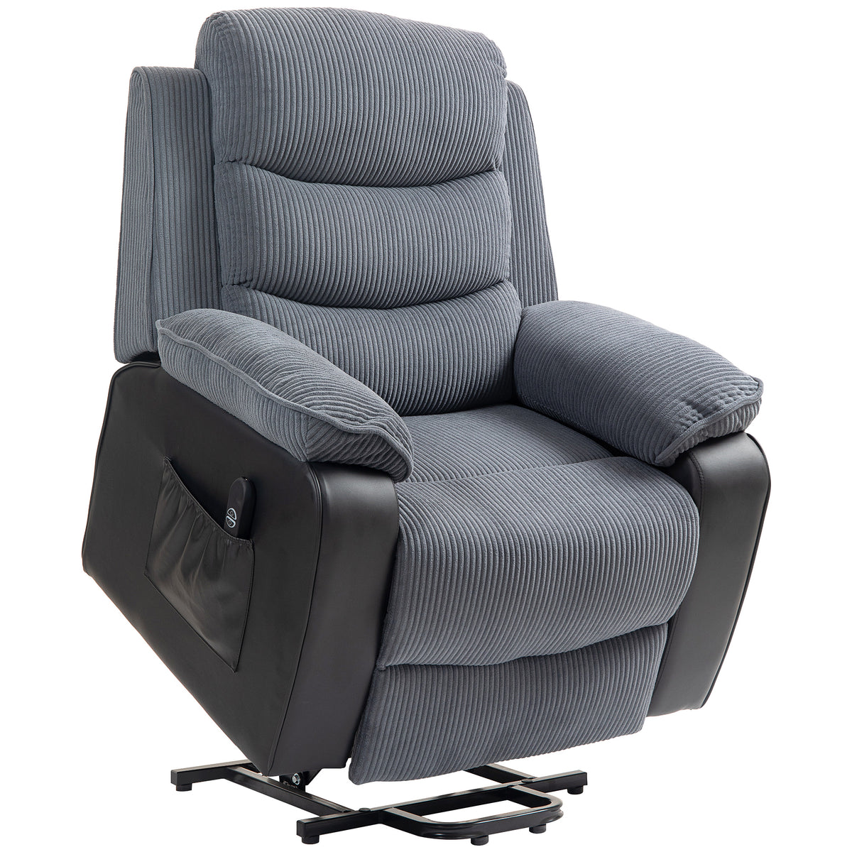 150° Corduroy Power Lift Recliner with USB – Dark Grey