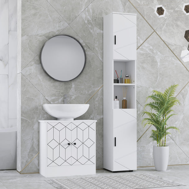 Tall 183 cm embossed bathroom cabinet – image 2