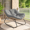 Outsunny Indoor Outdoor Rocking Chair, Oversized Rocking Egg Chair with Cushion for Living Room, Garden, Patio, Grey – view 2