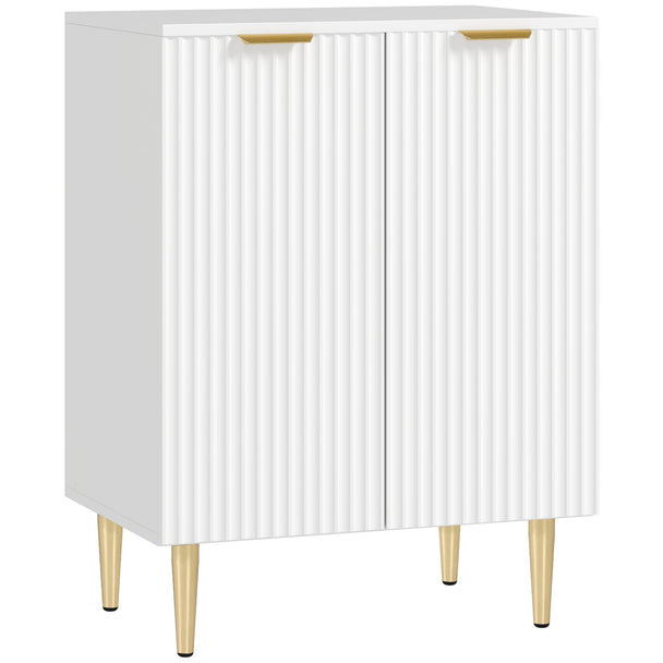 White 60 cm sideboard cabinet with two doors, adjustable shelf and metal legs