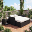 Outsunny Rattan Garden Daybed, Double Sun Lounger with 5-Level Adjustable Back, Storage Ottoman, Cream White – view 9
