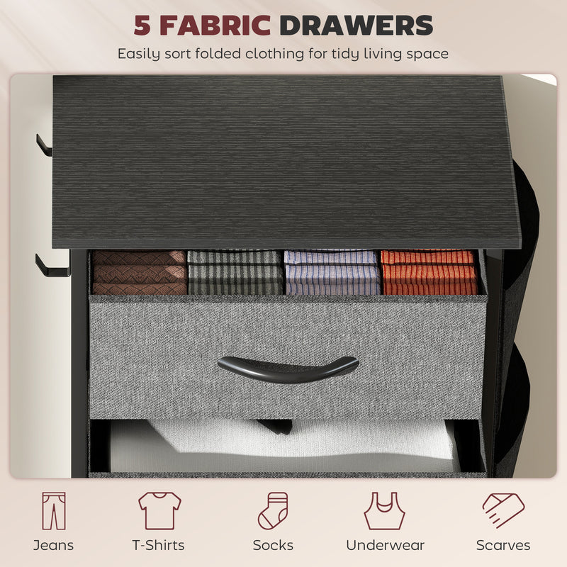 5-drawer fabric chest with side pockets – image 4