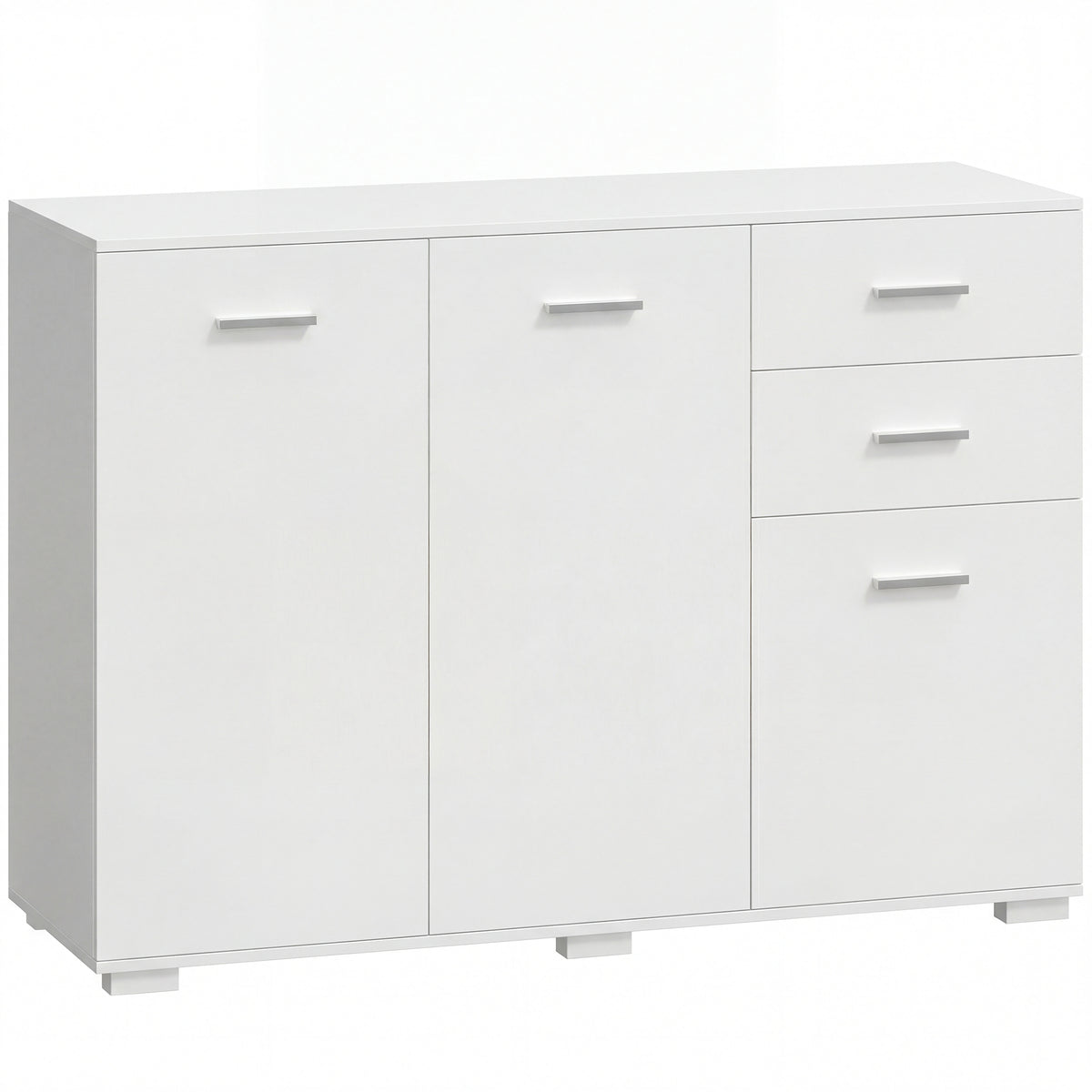HOMCOM Sideboard, Modern Storage Cabinet with 2 Drawers, 3 Doors and Adjustable Shelves, White