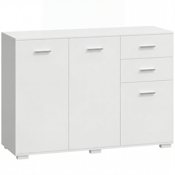 HOMCOM Sideboard, Modern Storage Cabinet with 2 Drawers, 3 Doors and Adjustable Shelves, White
