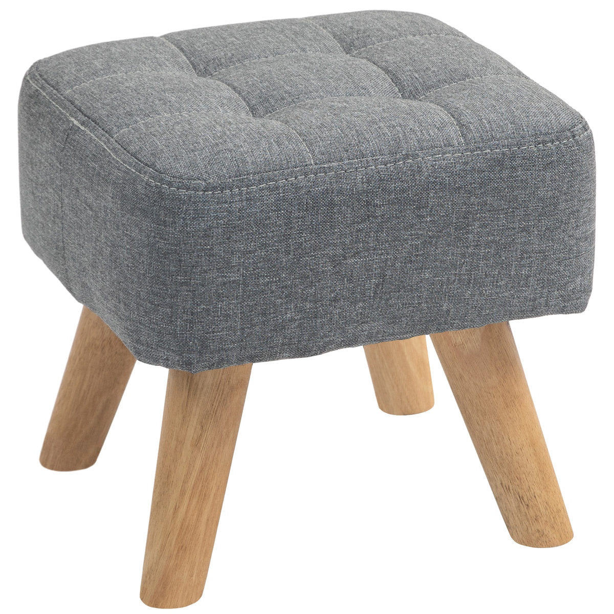 27 cm Tufted Square Padded Footstool – Grey