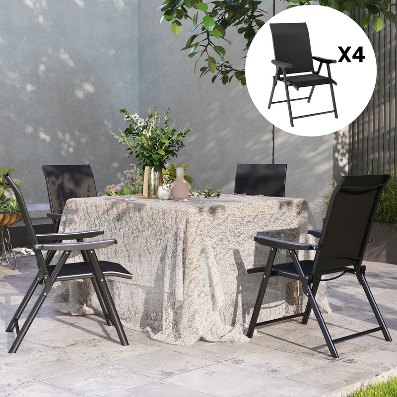 Outsunny Set of Four Folding Outdoor Chairs - Black – view 7