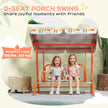 AIYAPLAY Kids Porch Swing, 2-Seater Patio Swing Bench Hammock with Seat Belts, Adjustable Canopy for Garden, Orange – view 5