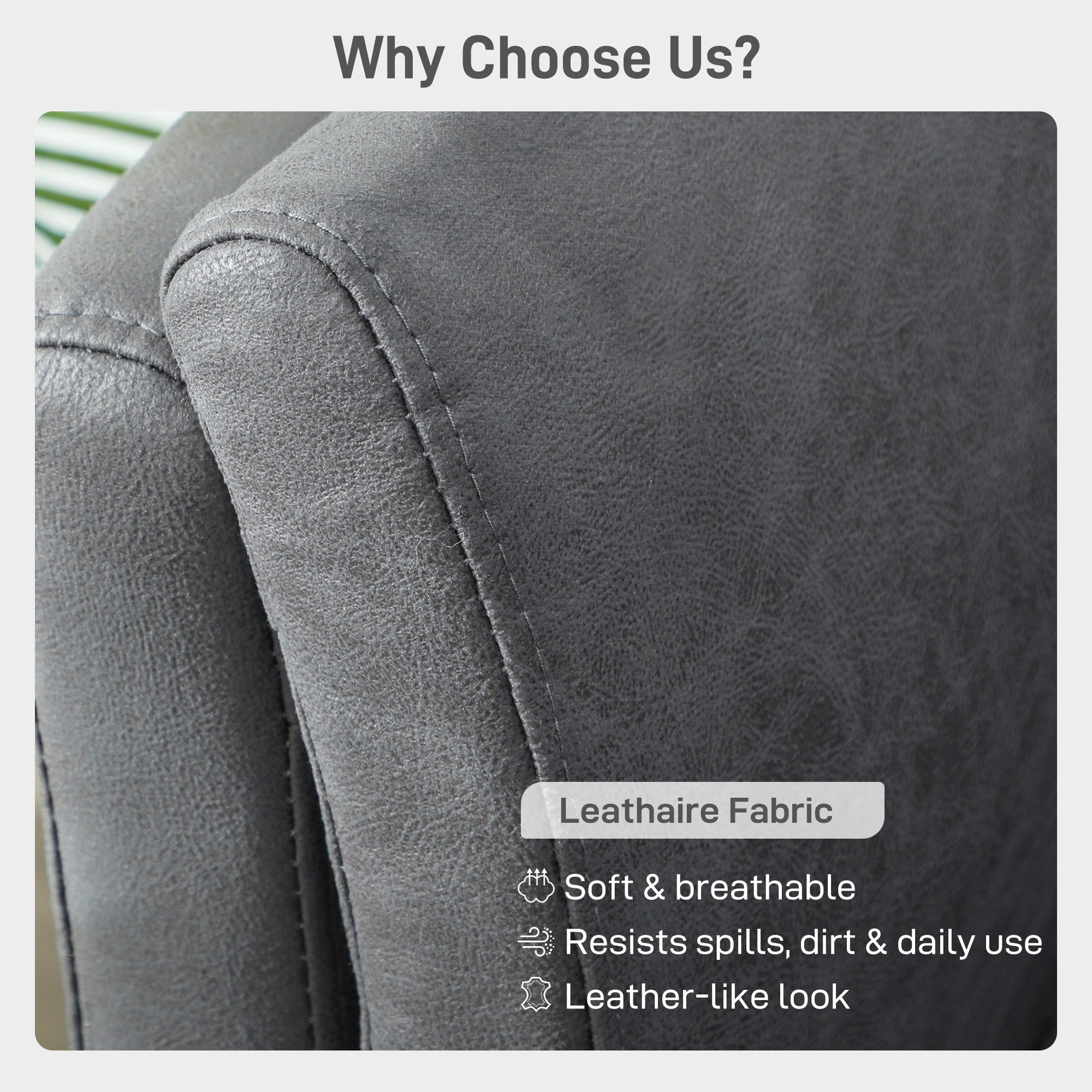 Two-Seater Leathaire Sofa - Grey