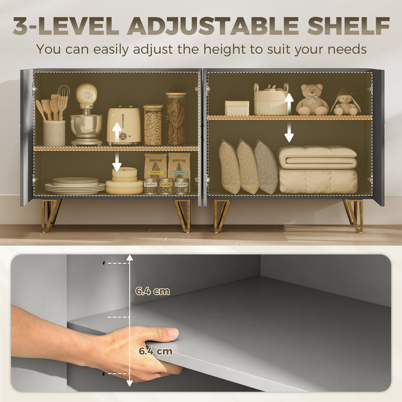 HOMCOM Modern Luxe High Gloss Sideboard, with Hairpin Legs - Grey – view 6