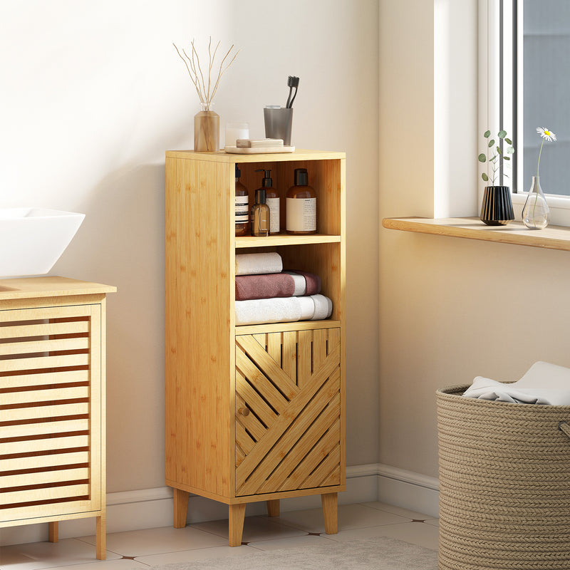 Slim bamboo-door bathroom cabinet – image 2