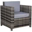 Mixed grey rattan garden armchair with thick grey cushions
