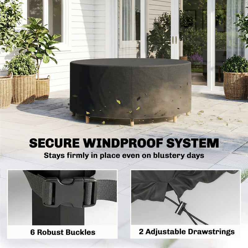 Outsunny Round Garden Furniture Cover, Waterproof Garden Table Cover, 420D Heavy Duty Oxford for Outdoor, Dia.214 x 70 – view 5