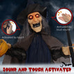 190cm Animated Witch with Broomstick & Glowing Eyes – image 6 of 9