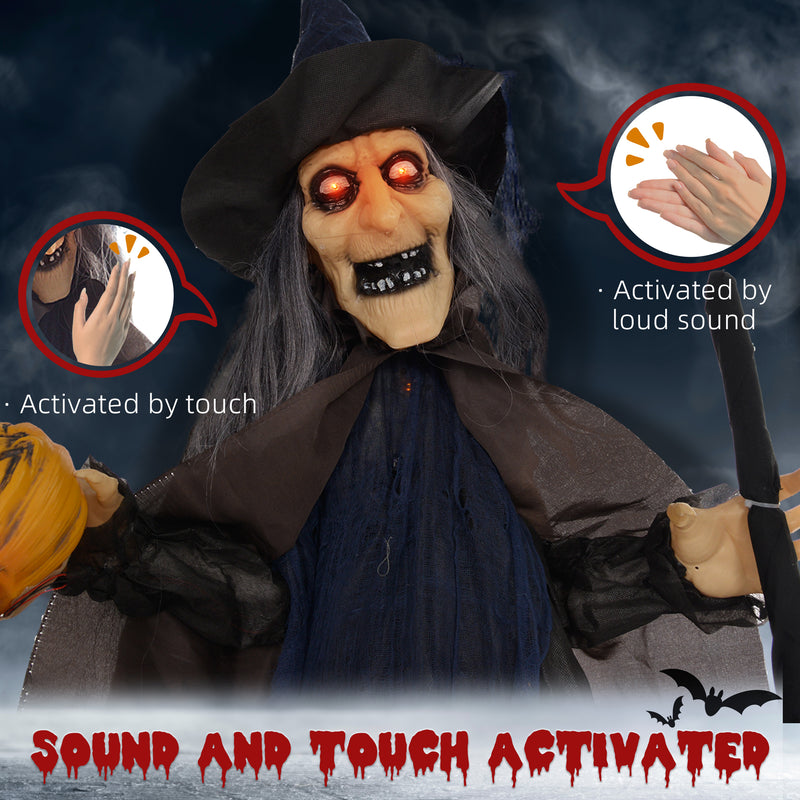 190cm Animated Witch with Broomstick & Glowing Eyes – image 6 of 9