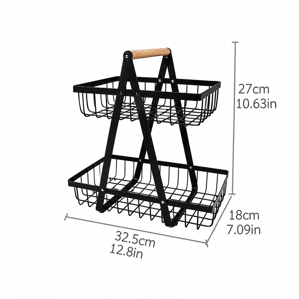 2 & 3 Tier Metal Fruit Basket Stand | Kitchen Countertop Bread & Vegetable Organizer