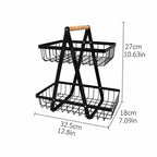 2 & 3 Tier Metal Fruit Basket Stand | Kitchen Countertop Bread & Vegetable Organizer