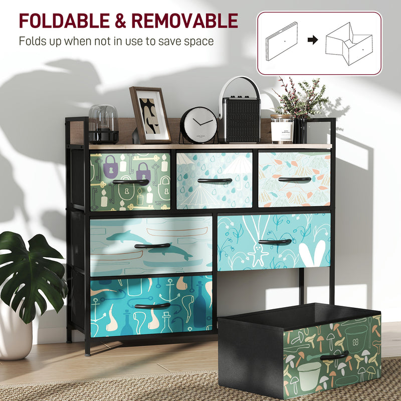 Wide 7-drawer fabric chest of drawers – image 6