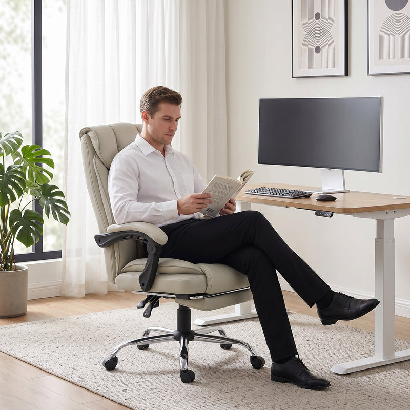 HOMCOM Pet-Friendly Faux Leather Computer Desk Chair, Executive Office Chair with Footrest and Double-Layer Padding – view 9