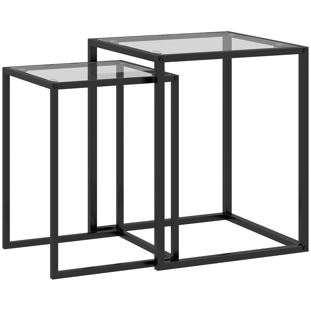 Set of 2 Tempered Glass Nesting Side Tables – Black