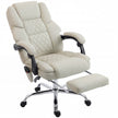 HOMCOM Office Chair with 6-point Vibration Massage and Heat, Fabric Desk Chair with Footrest, High Back, Cream White