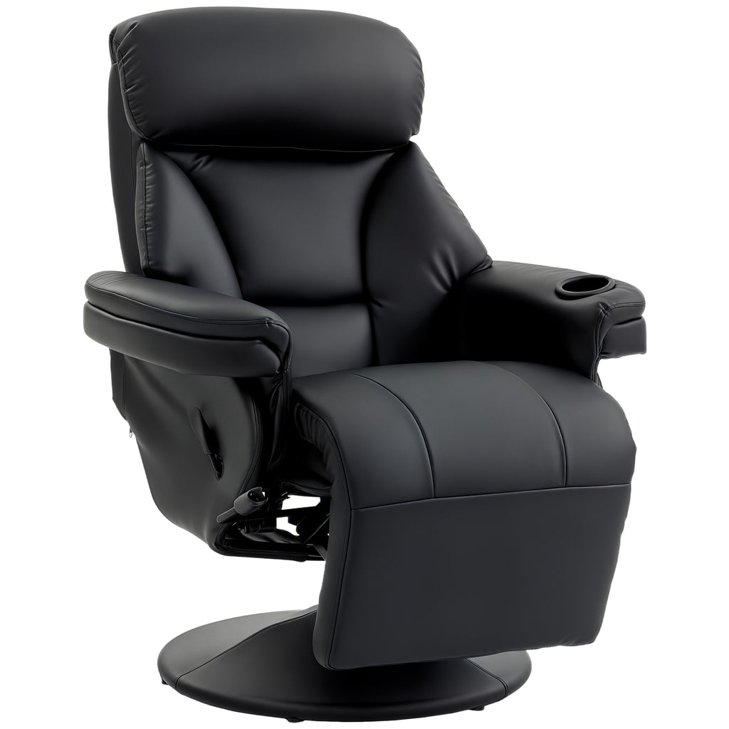 Upholstered Reclining Armchair, Manual Recliner Chair with Footrest and Adjustable Backrest, Black