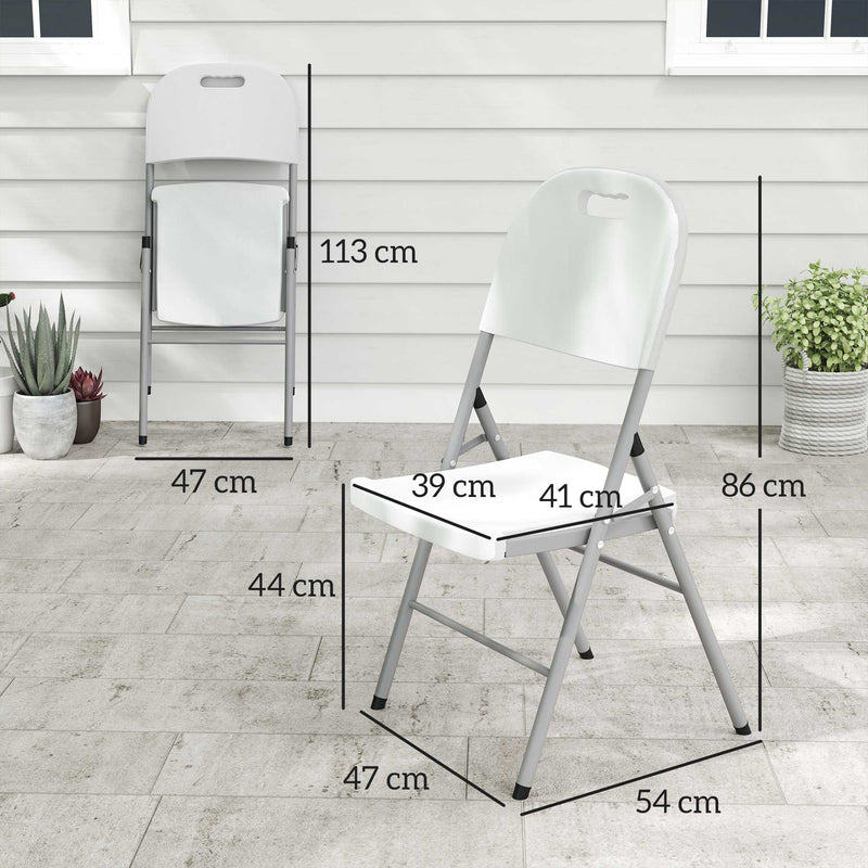 Outsunny Set of Two Foldable Outdoor Chairs - White – view 3