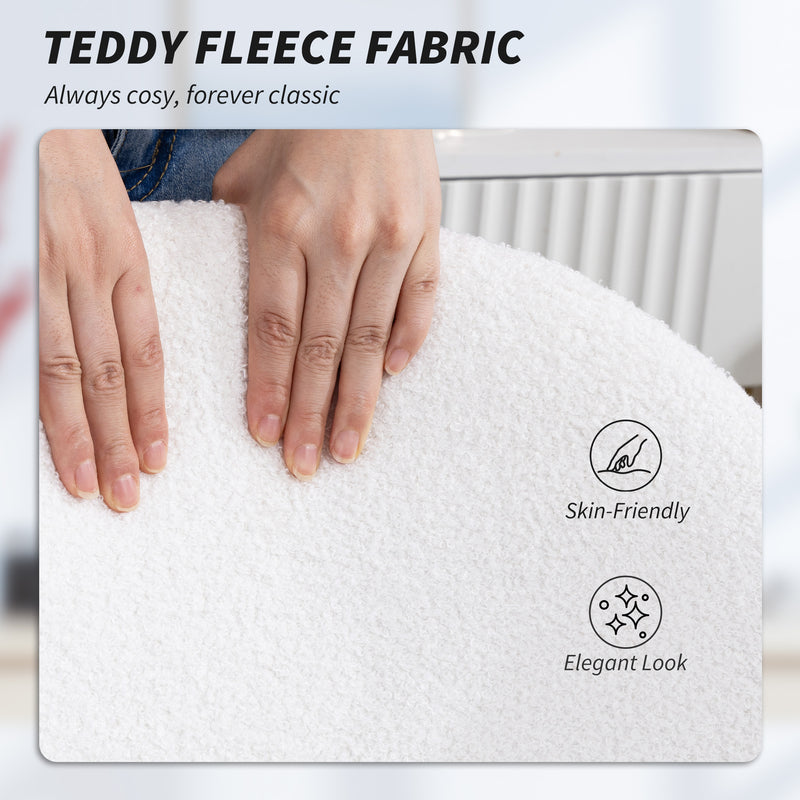 HOMCOM Teddy Fleece Office Chair with Wheels - Cream White – view 7