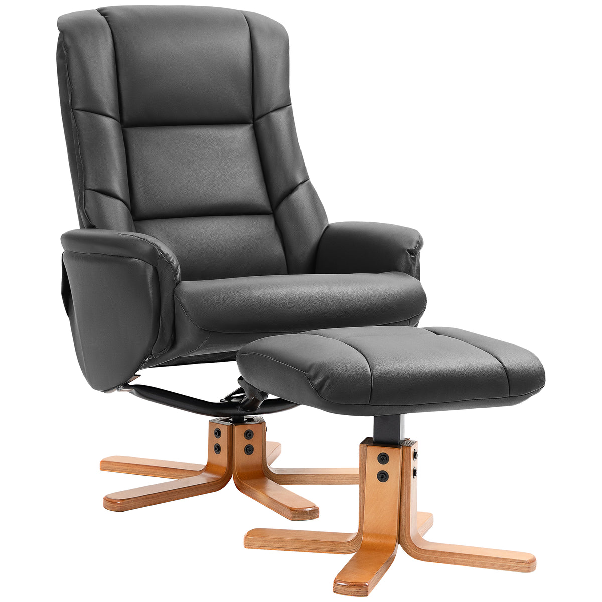 135° Rocking Recliner & Footstool Set – Black